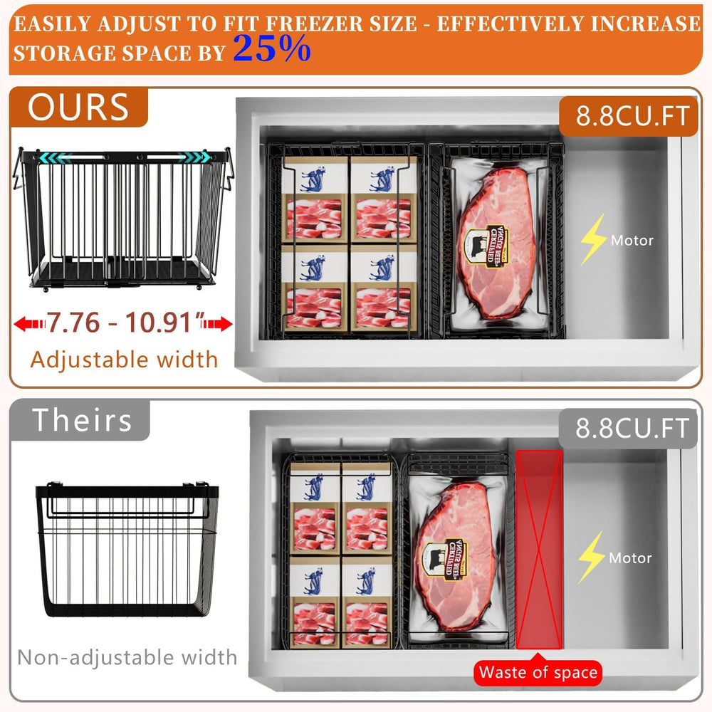 Large Freezer Organizer Bins for 5 to 9 Cu.Ft,Leak-Proof Bottom,4Pack