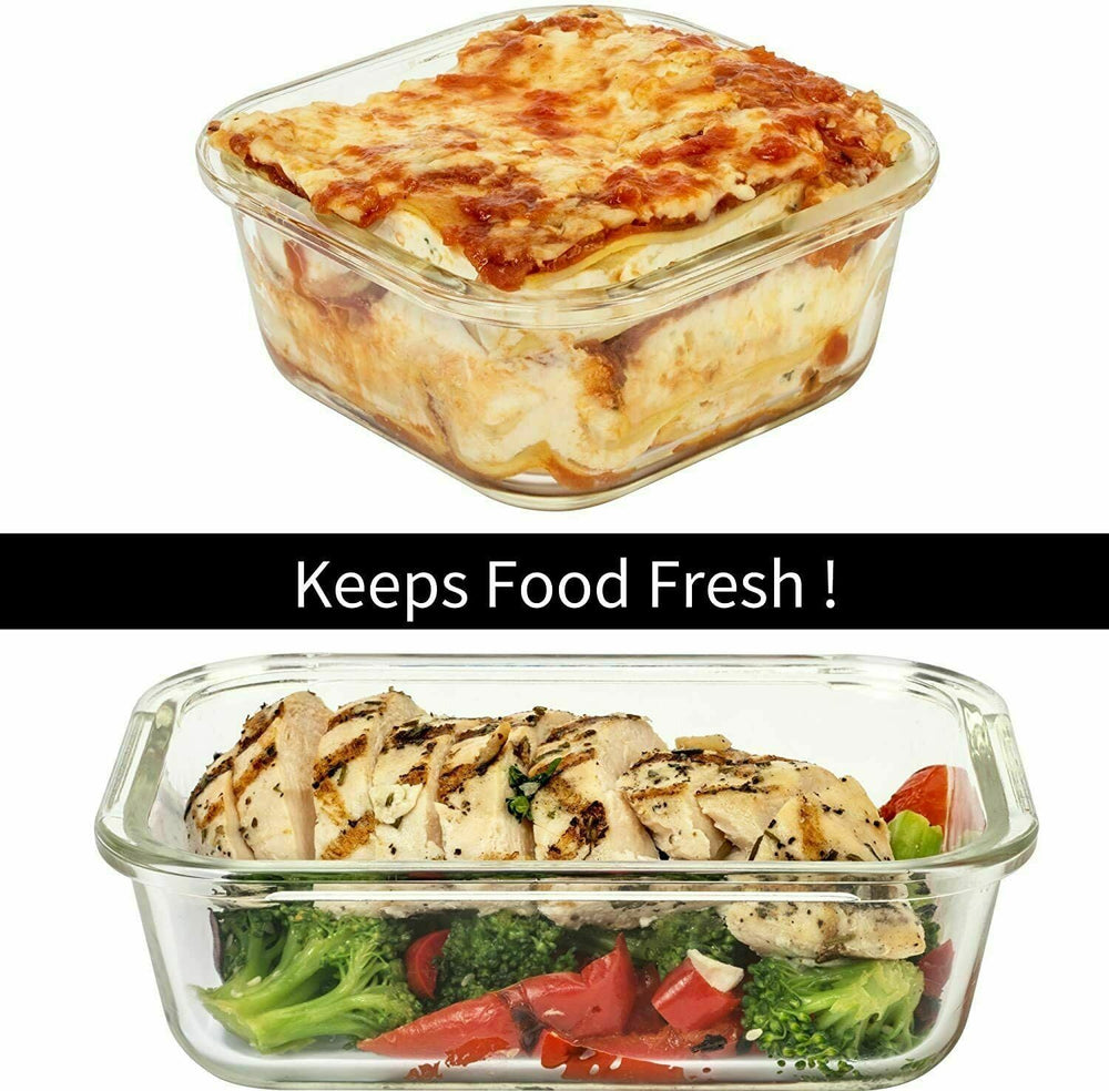 Razab 24 Pc Airtight Glass Food Storage Containers - Glass Meal Prep Containe...