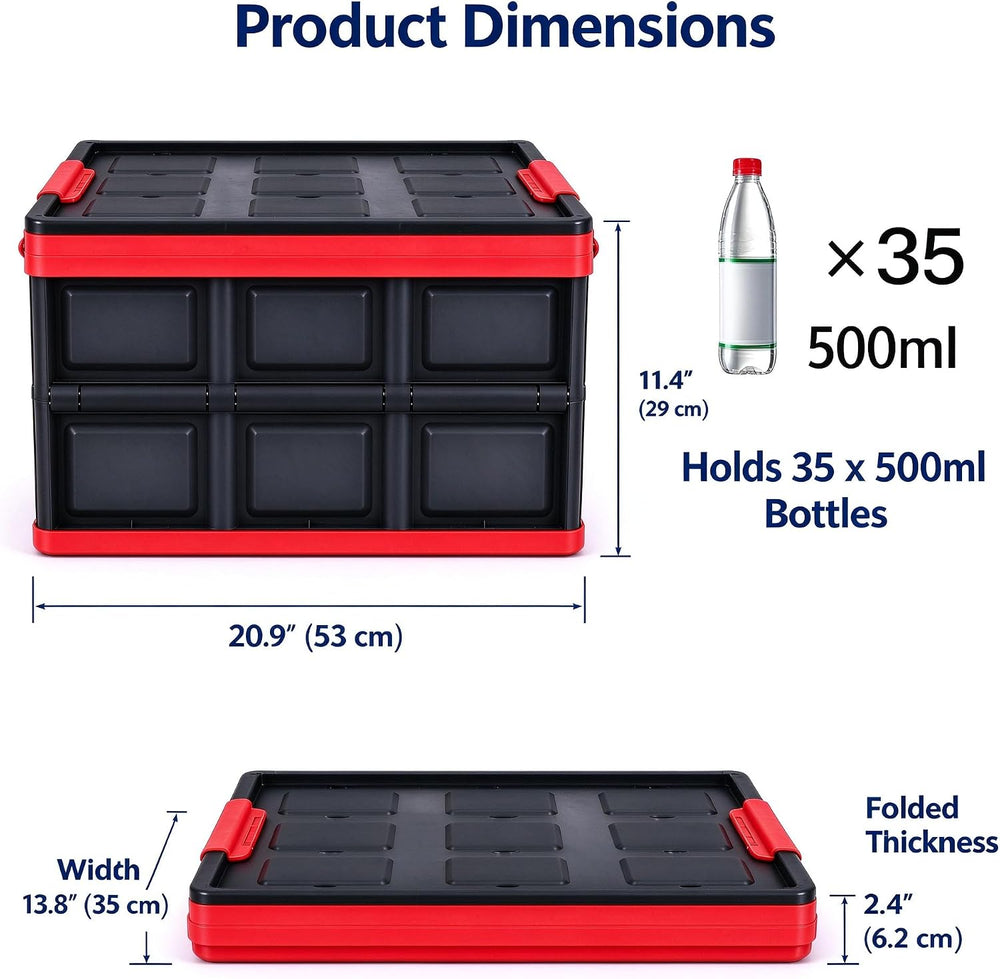 Collapsible Storage Crate, 55L(14.5Gal) Car Trunk Organizer Foldable Bin with...