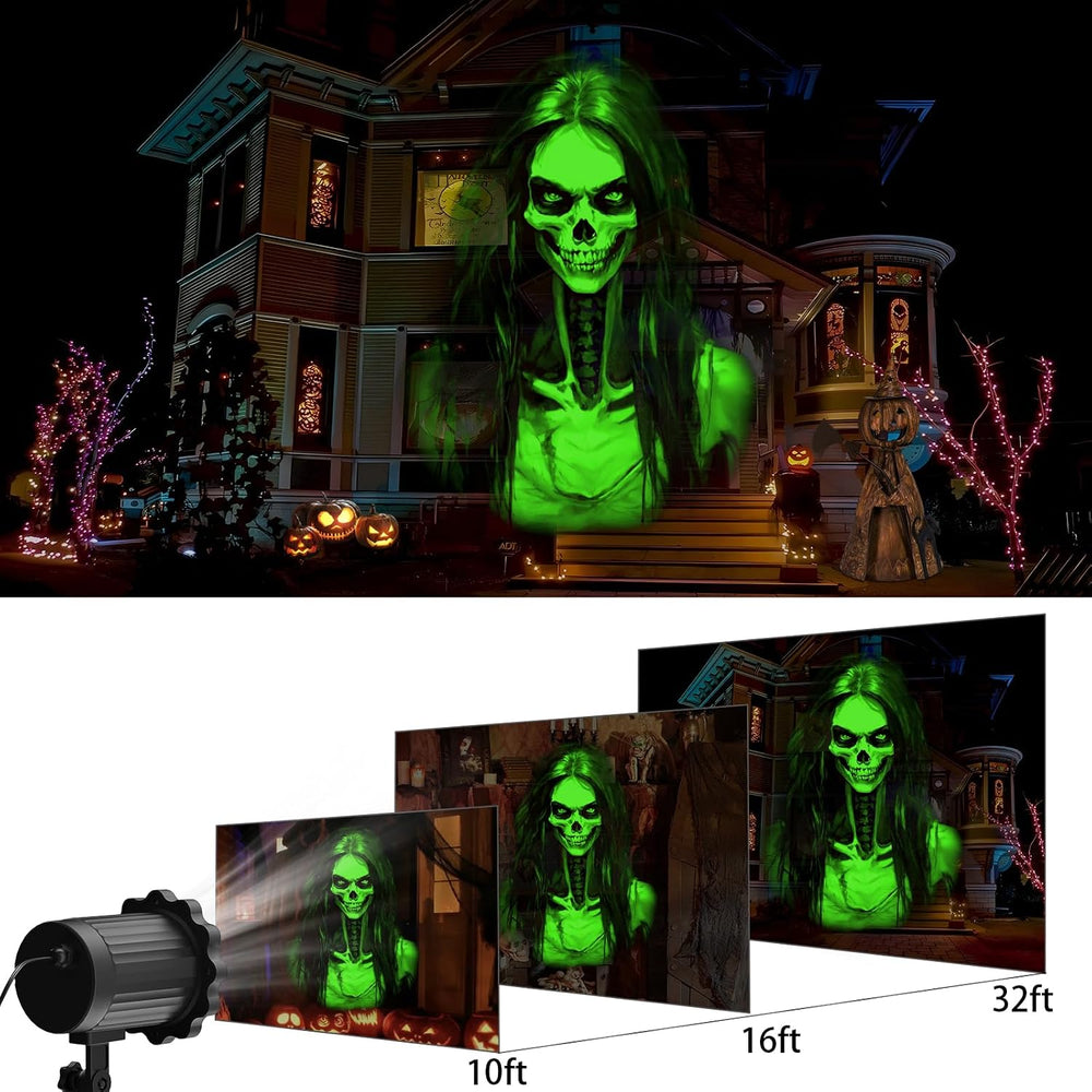Halloween Projector Outdoor, 2026 Upgraded 3D Dynamic Skull HD Patterns,Clear...