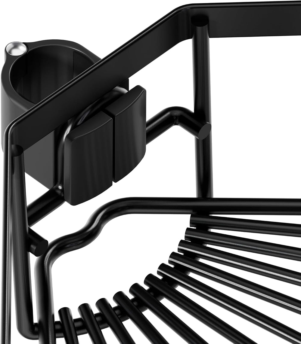 TOOLF 4 Tier Tension Pole Shower Caddy, 12 Adjustable Heights, Flat Black