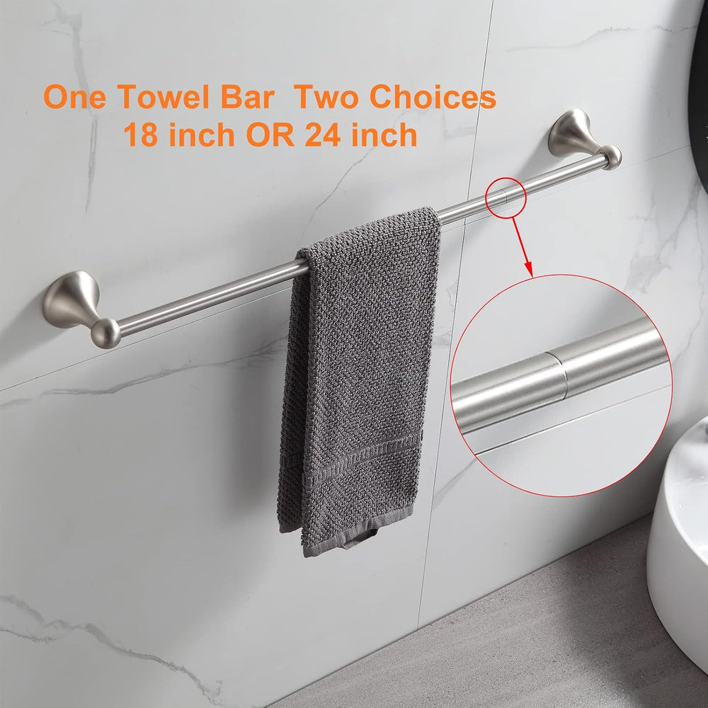 BGL Bathroom Hardware Set Brushed Nickel Adjustable Expandable Bath Towel Bar...