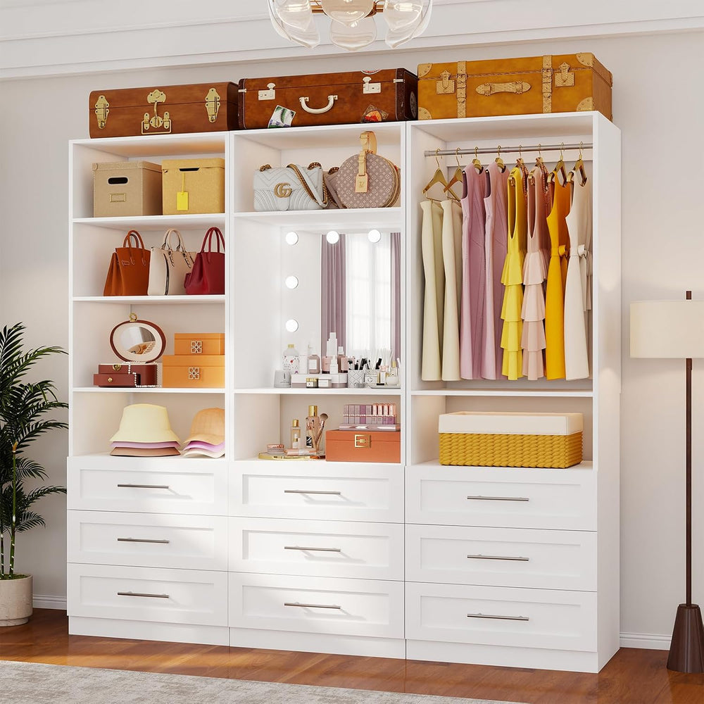 Closet System with 9 Drawers, 6-20FT Custom Closet Organizer System