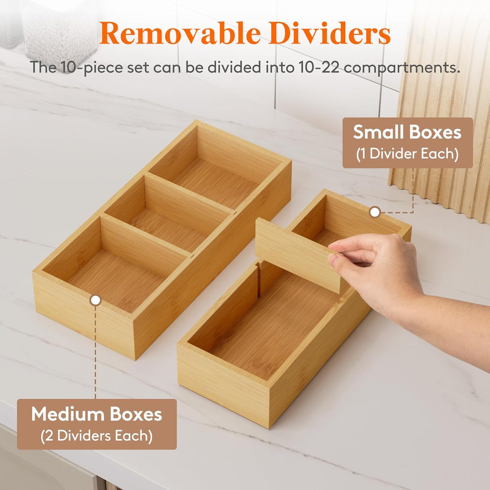 Lifewit Drawer Organizers 10 Pack(22 Grid) with 12 Inserts