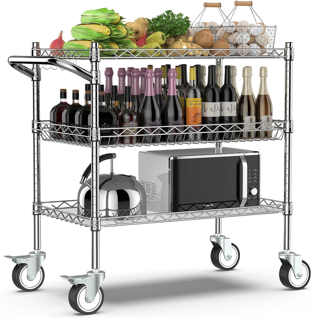 Leteuke Heavy Duty 3 Tier Rolling Utility Cart, NSF Certified 990Lbs Capacity