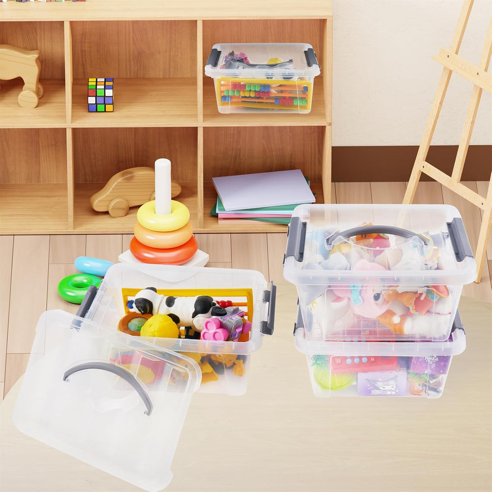 Eslite 6 Quart Plastic Stackable Storage Latch Bins,Clear Latching Box with H...