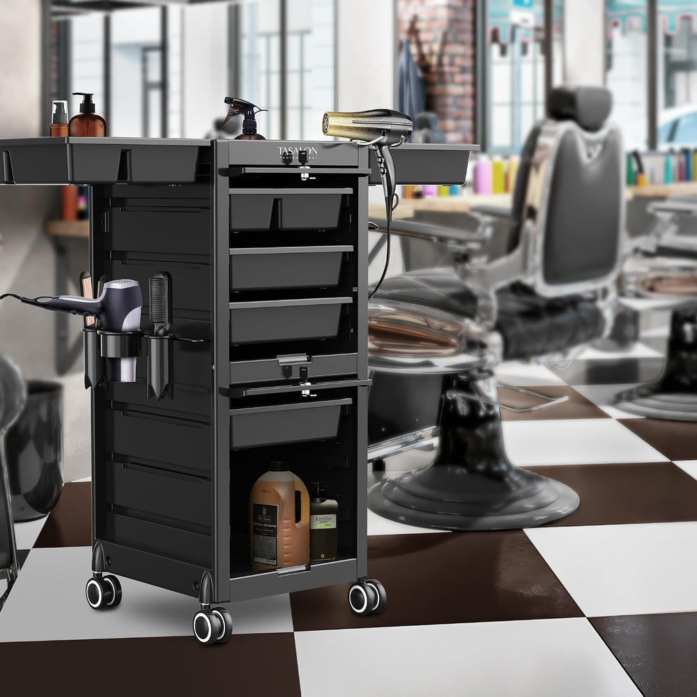 TASALON Lockable Salon Trolley, 6-Drawer Rolling Beauty Cart with Tool Holder...
