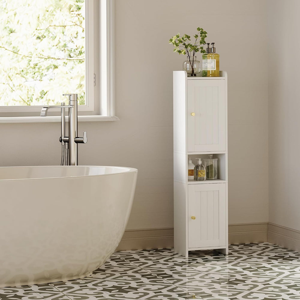 Bathroom Cabinet with 2 Doors, 7.3 x 9.8 x 40.4 Inches, Small Freestanding St...