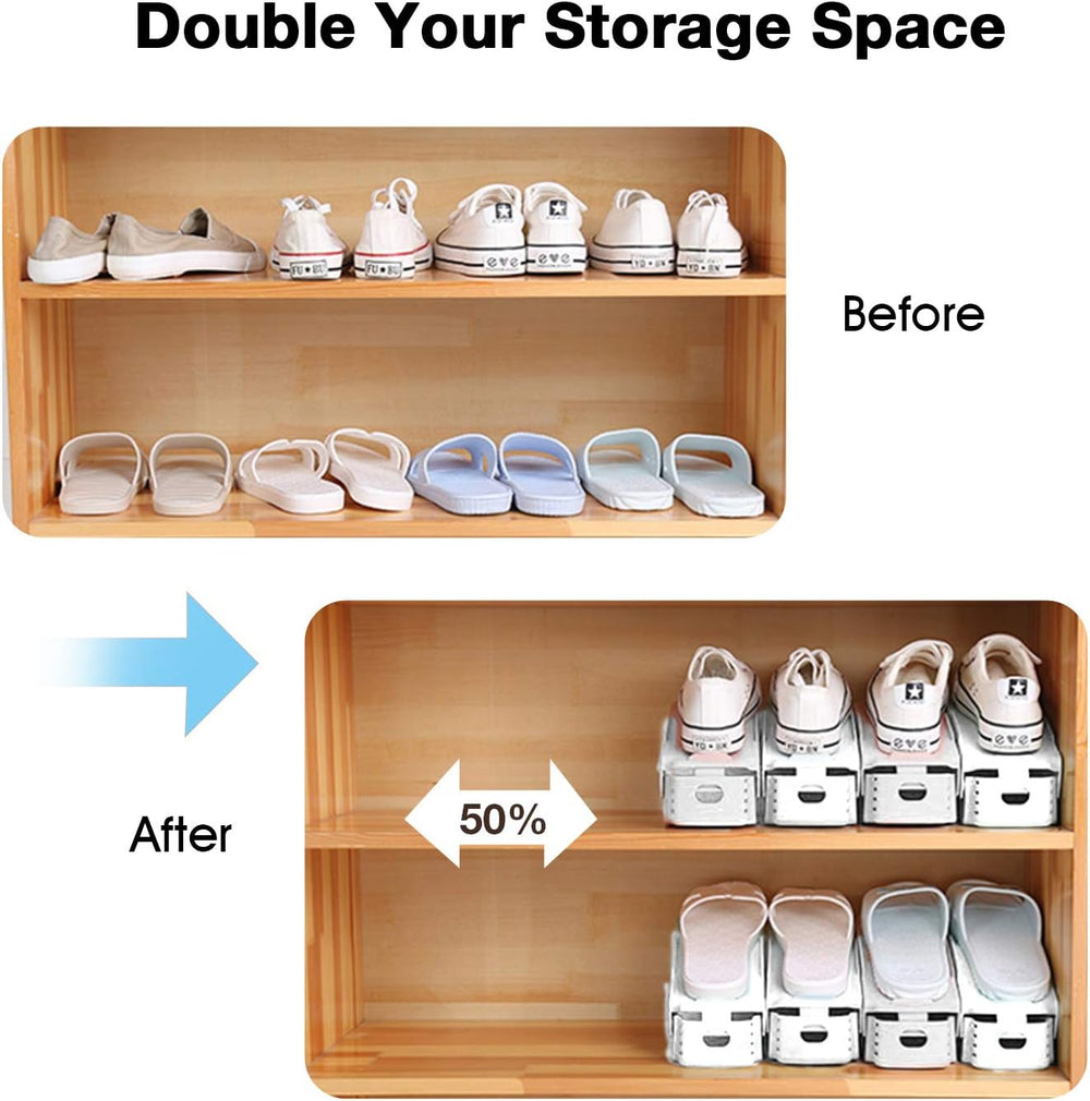 Shoe Slots Organizer, 20 Pack Adjustable Shoe Rack Stacker Storage Space Save...