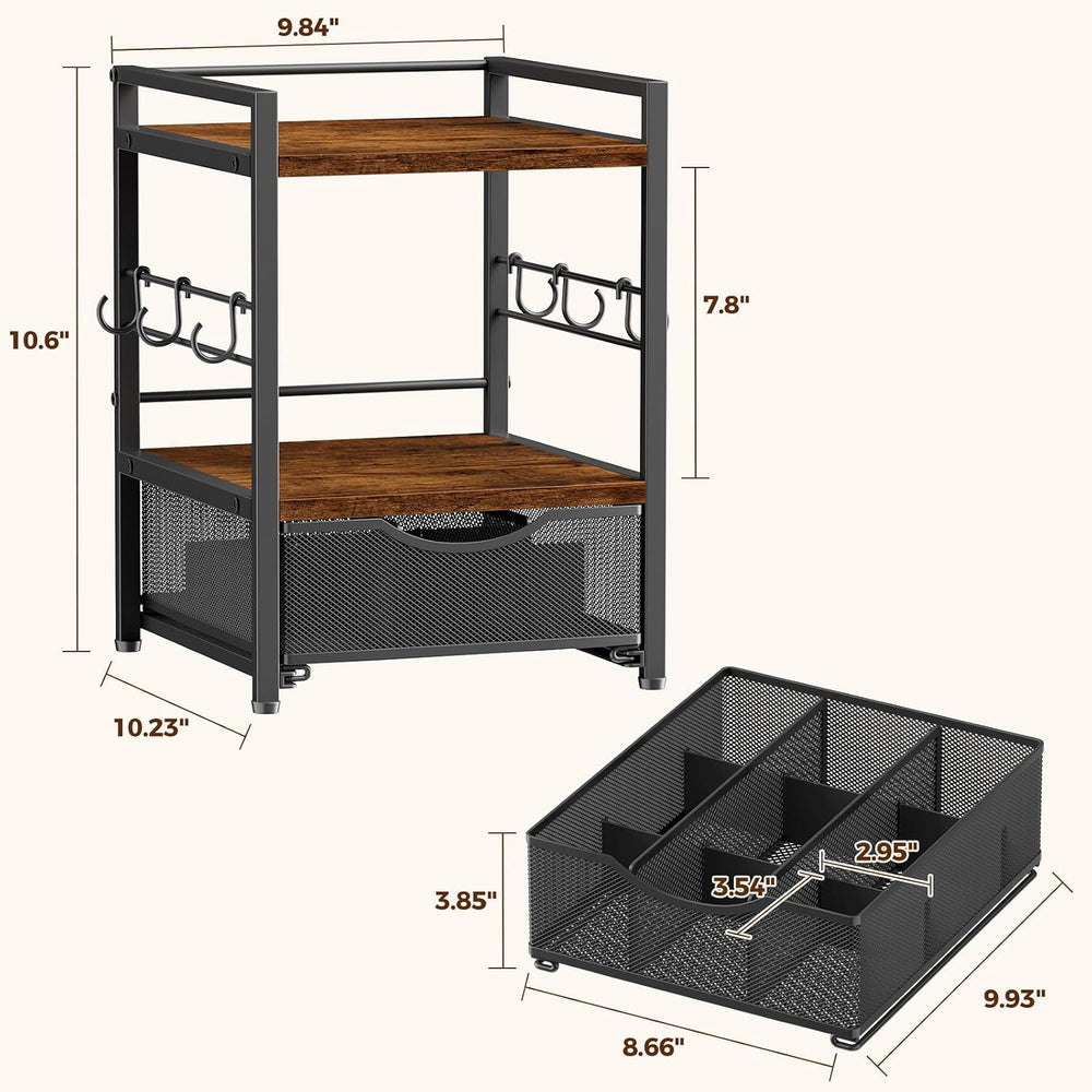 3-Tier Tea Bag Organizer with Drawer for Countertop