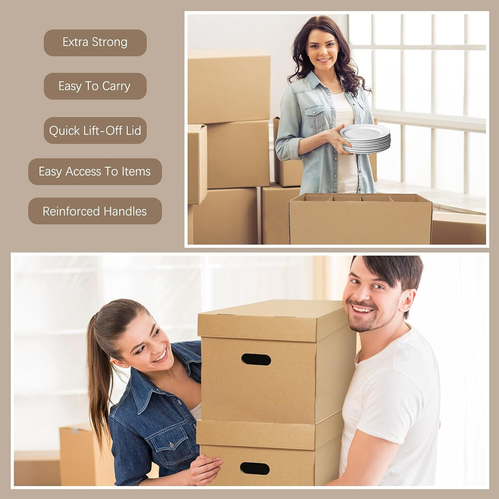 Fuyoooo 4 Pack Large Dish Packing Boxes for Moving with Divider 24 x 12 x 11 ...