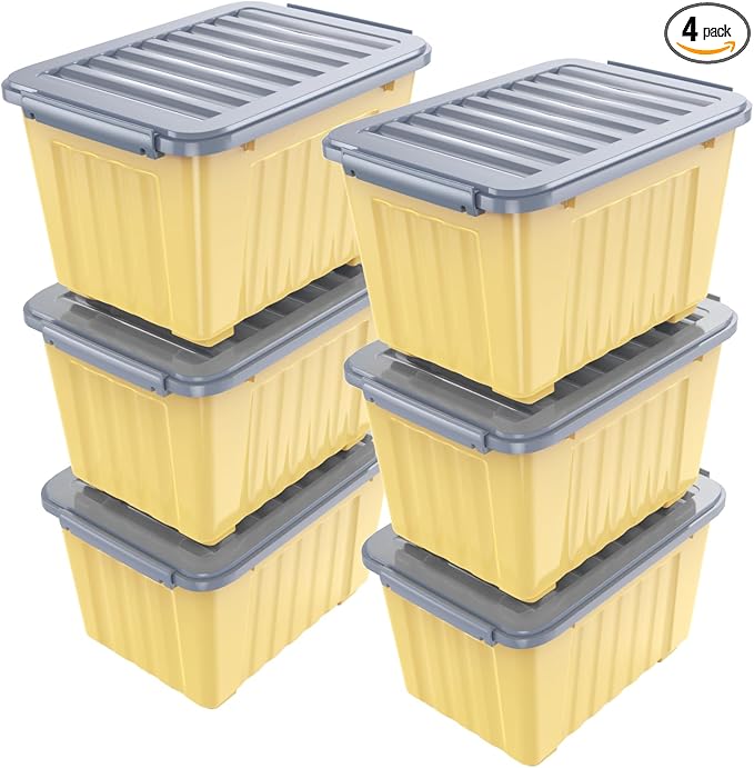 Nazhura Plastic Storage Bin, Stackable and Nestable Storage Boxes (6Pack)