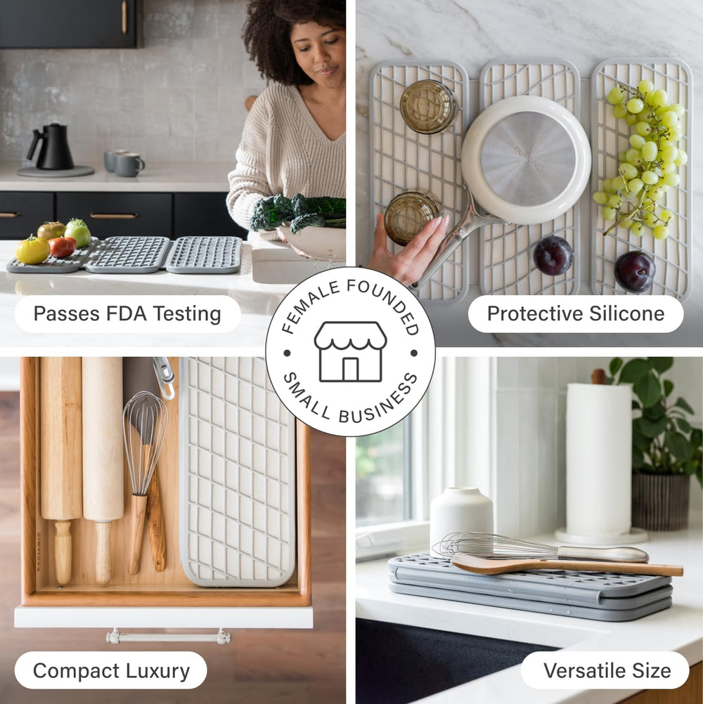 Dorai Home Dish Pad - Collapsable Stone Dish Drying Mat with Diatomaceous Ear...
