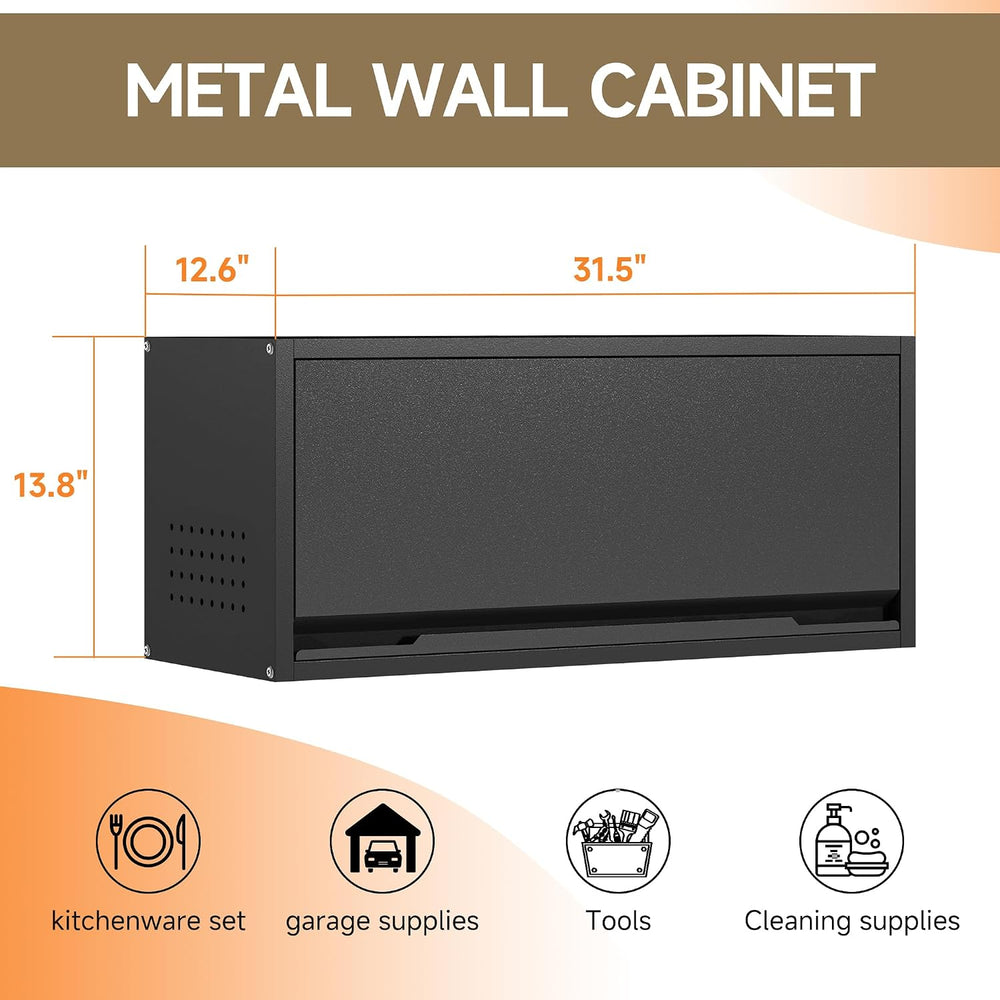 Coolsun Metal Wall Cabinet, 12.6" H Garage Wall Cabinet with Up-Flip Door