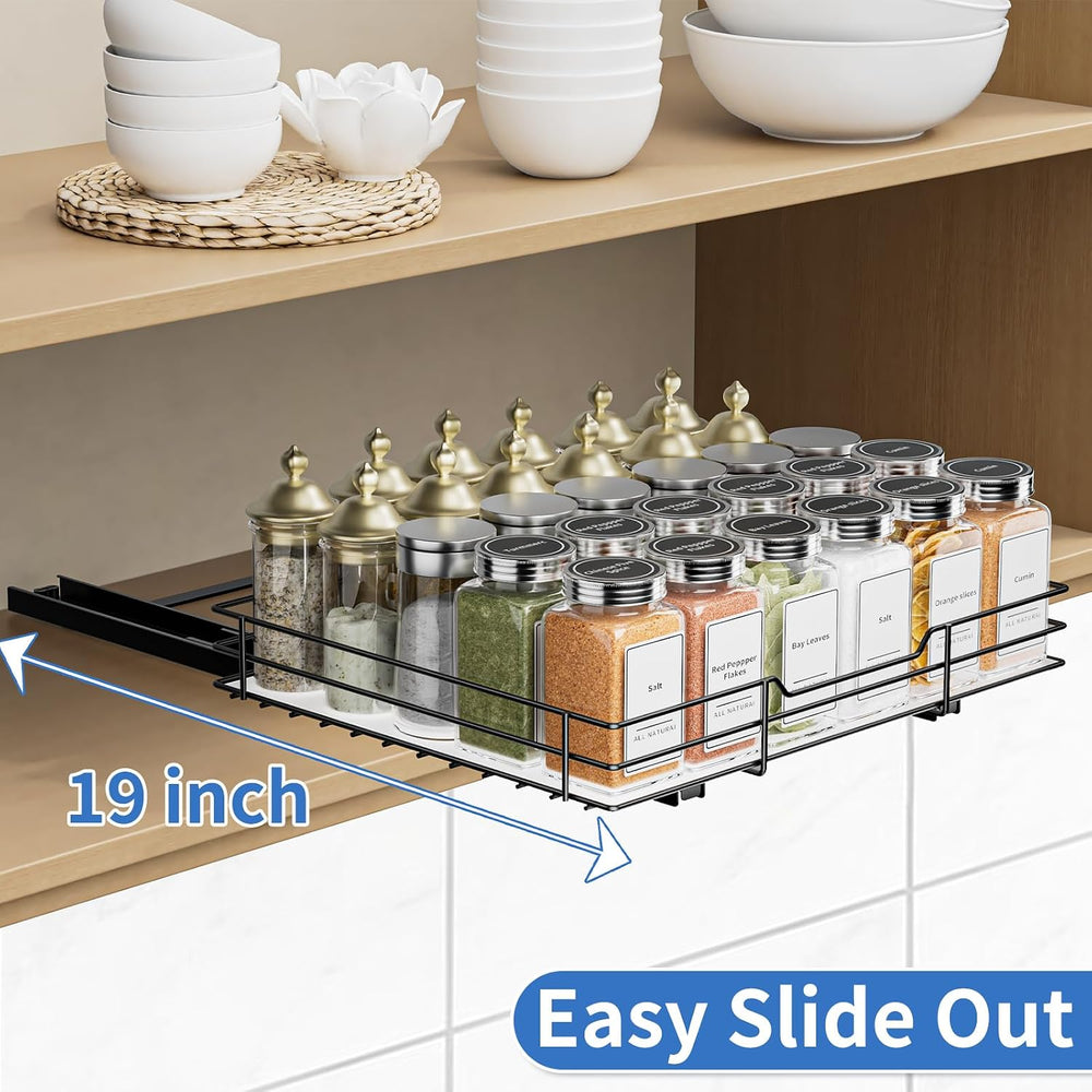Spice Rack Organizer for Cabinet, 1 Tier Pull Out Spice Rack, Spice Organizer...