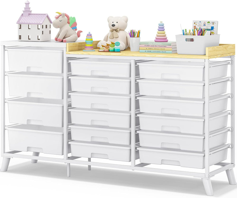 16-Drawer Craft Storage Cabinet with Open Shelves