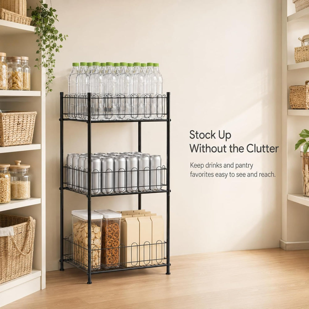 Water Bottle Organizer Rack 3 Tier Soda Drink Bottled Storage Holder