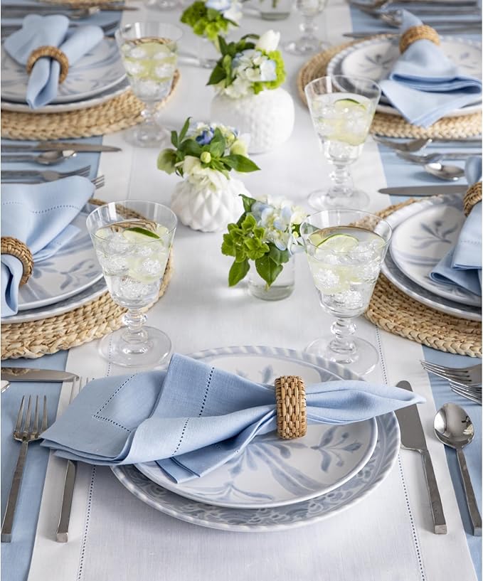 Solino Home Linen White Table Runner 60 Inches - Classic Hemstitch, 100% Pure...