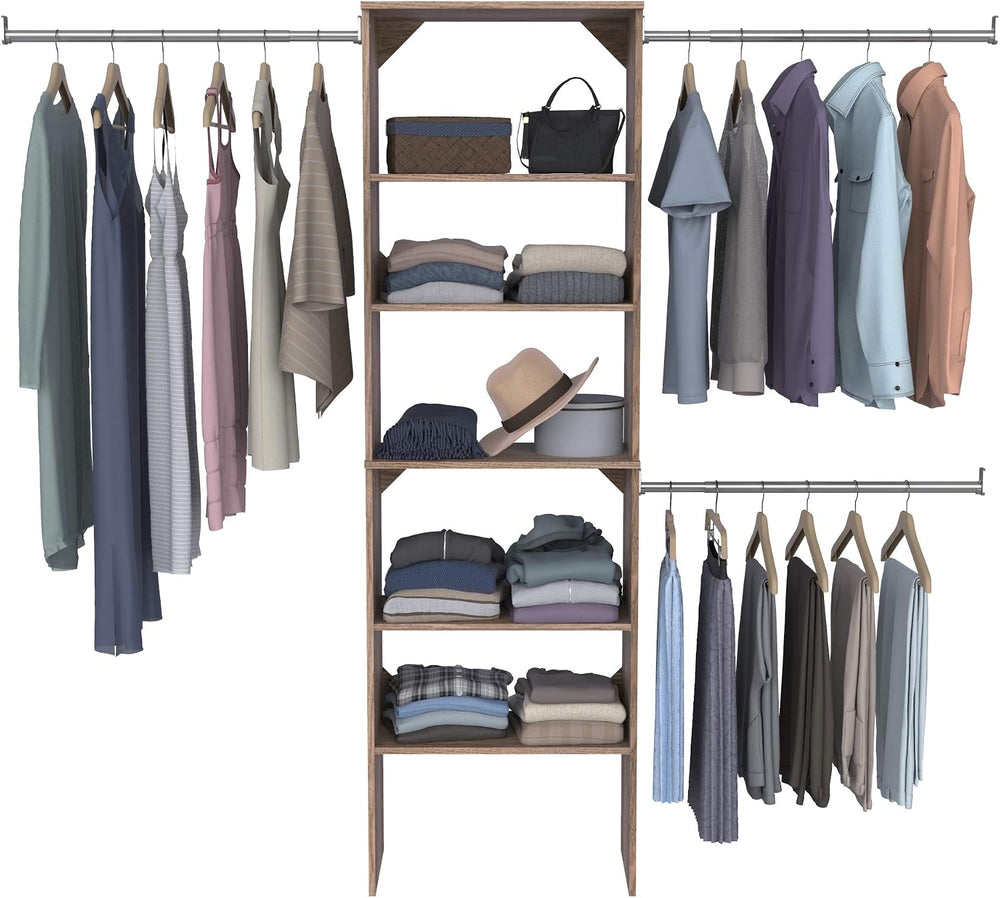 ClosetMaid SuiteSymphony Wood Closet Organizer Starter Kit with Tower and 3 H...