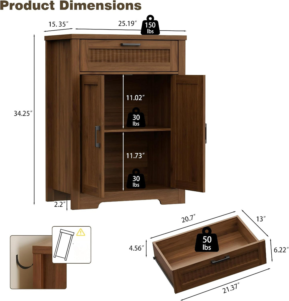 Buffet Cabinet with Storage Drawer, Farmhouse Coffee Bar Table with Storage D...