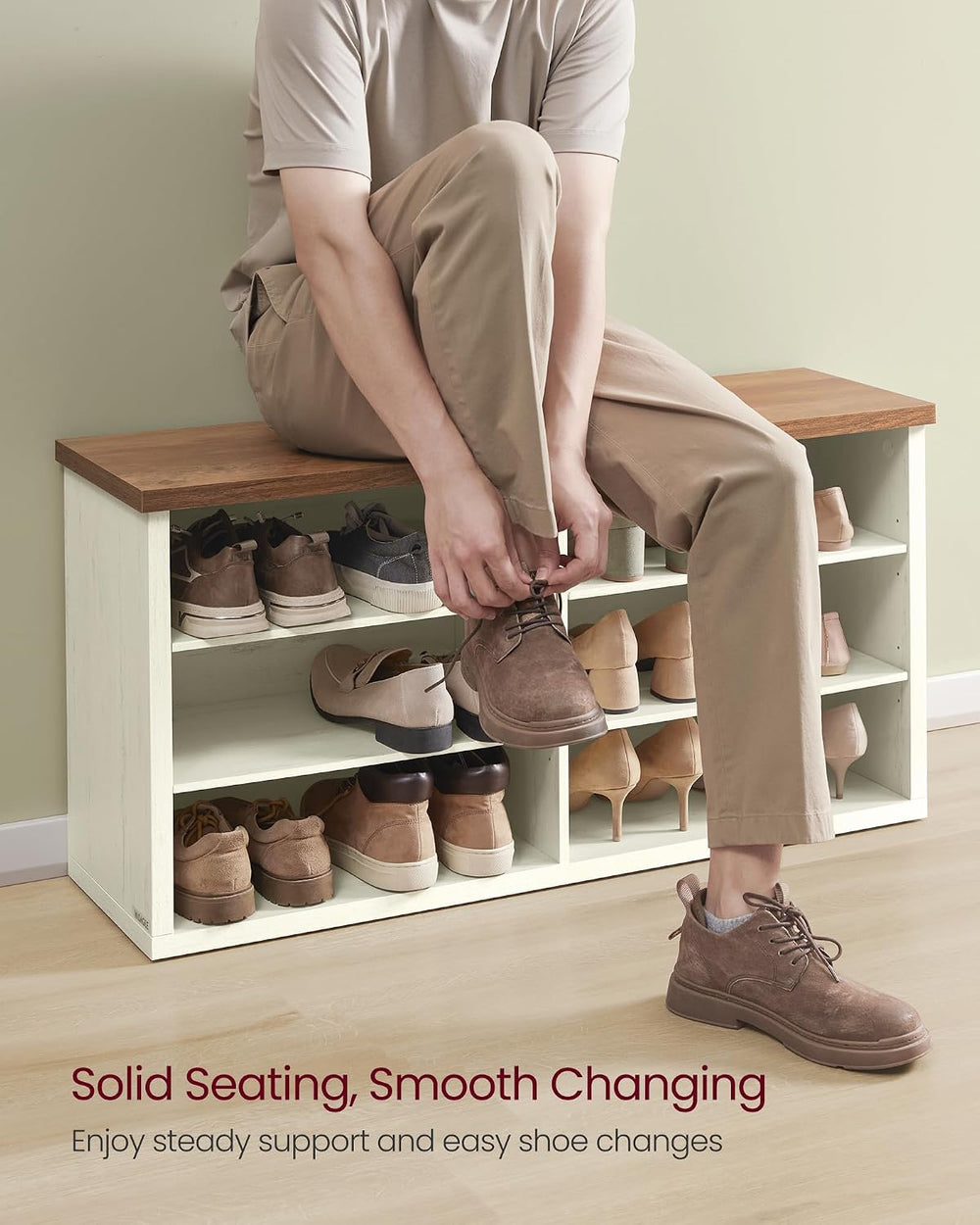 VASAGLE Shoe Bench, Storage Bench, 11.6 x 39.4 x 19.7 Inches