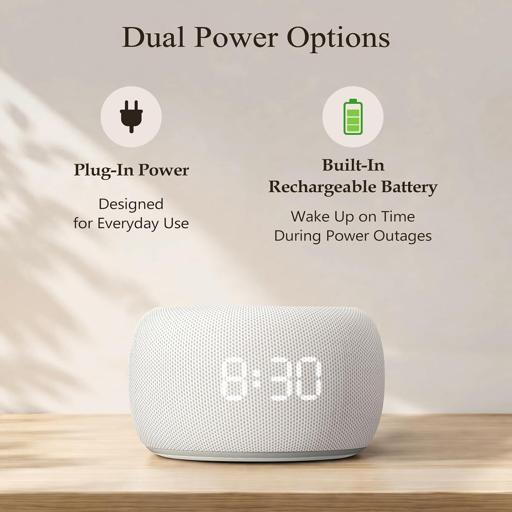 BUFFBEE Alarm Clock Radio with Rechargeable Battery & Bluetooth Speaker