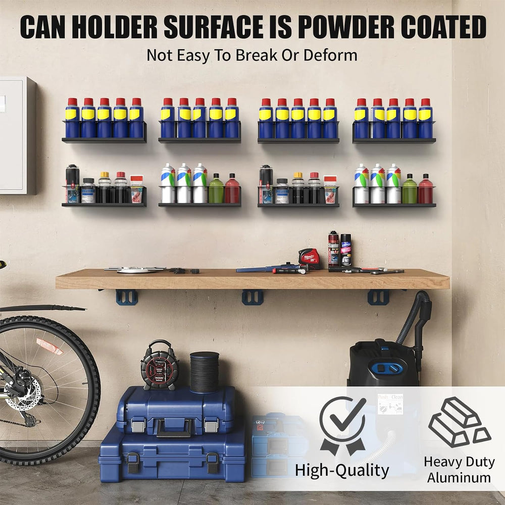 Riciakik 8 Pack Spray Bottle Holder Wall-Mounted, Aerosol Spray Can Holder St...