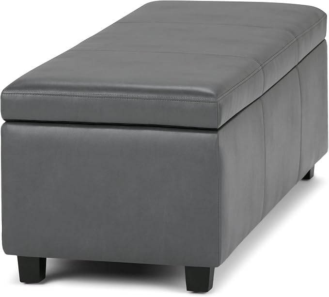 SIMPLIHOME Avalon 48 inch Wide Contemporary Rectangle Storage Ottoman Bench in