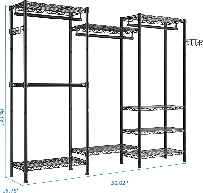 Heavy Duty Garment Rack Large Clothes Rack, Freestanding Closet Portable