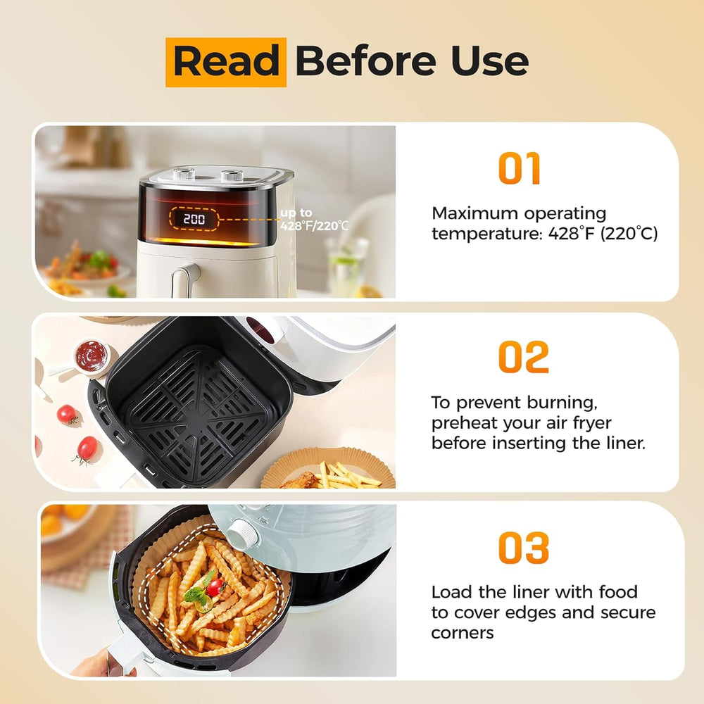 500 Pcs 8" Square Air Fryer Liners Disposable for 5-8QT, Airfryer Paper