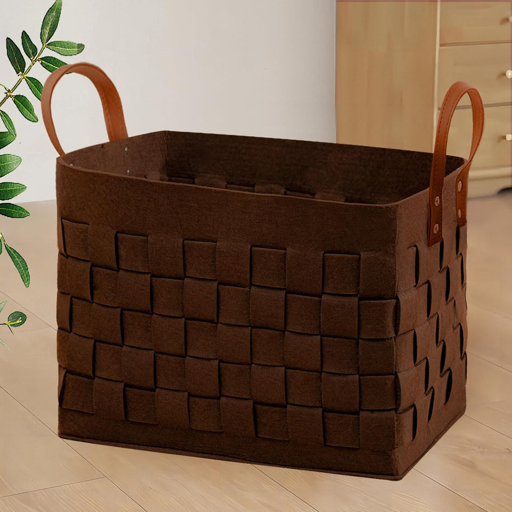 Laundry Basket 16.5 " x13 x13 , Large Rectangular Felt Fabric Blanket Ba...