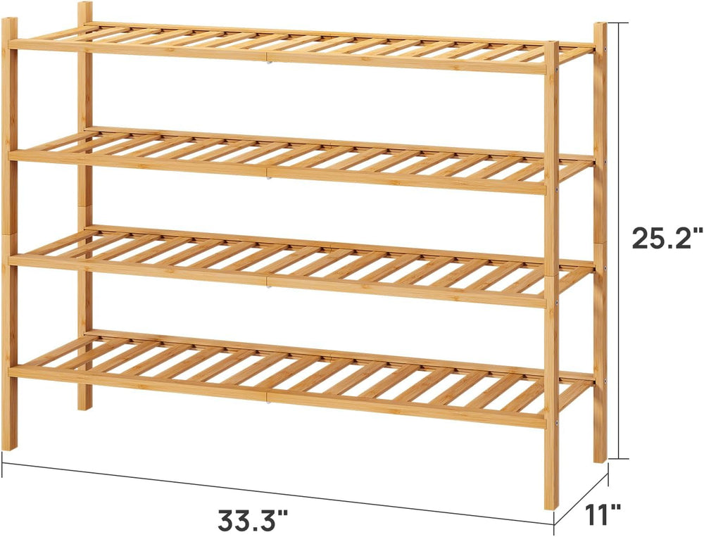 viewcare Shoe Rack, 4-Tier Long Shoe Rack for Entryway, Bamboo Wood Shoe Shel...