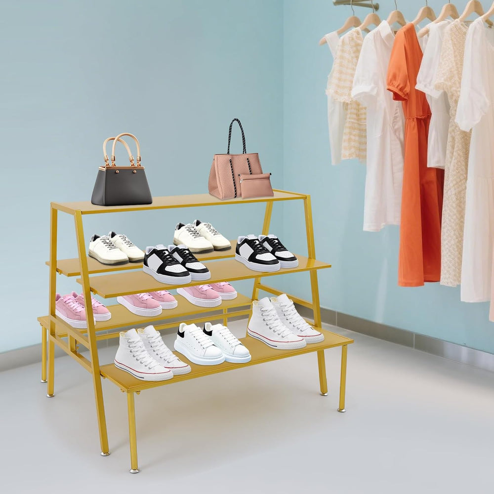 Metal Shoe Handbag Display Stand, 3 Tier Heavy Duty Double-Sided Display Tabl...