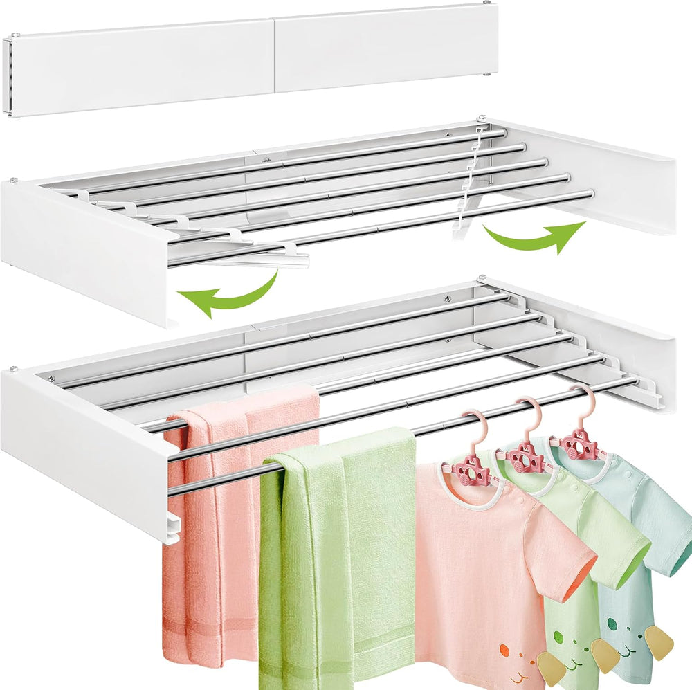 ZdwCyl Wall Mounted Drying Rack 32", Laundry Clothes Drying Rack Foldable
