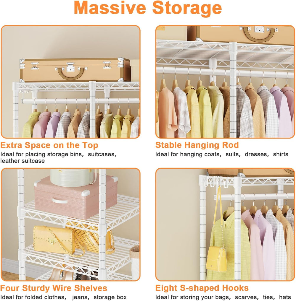 Ulif F4R Heavy Duty Clothes Rack(With Lockable Wheels ) Rolling Clothing Rack...