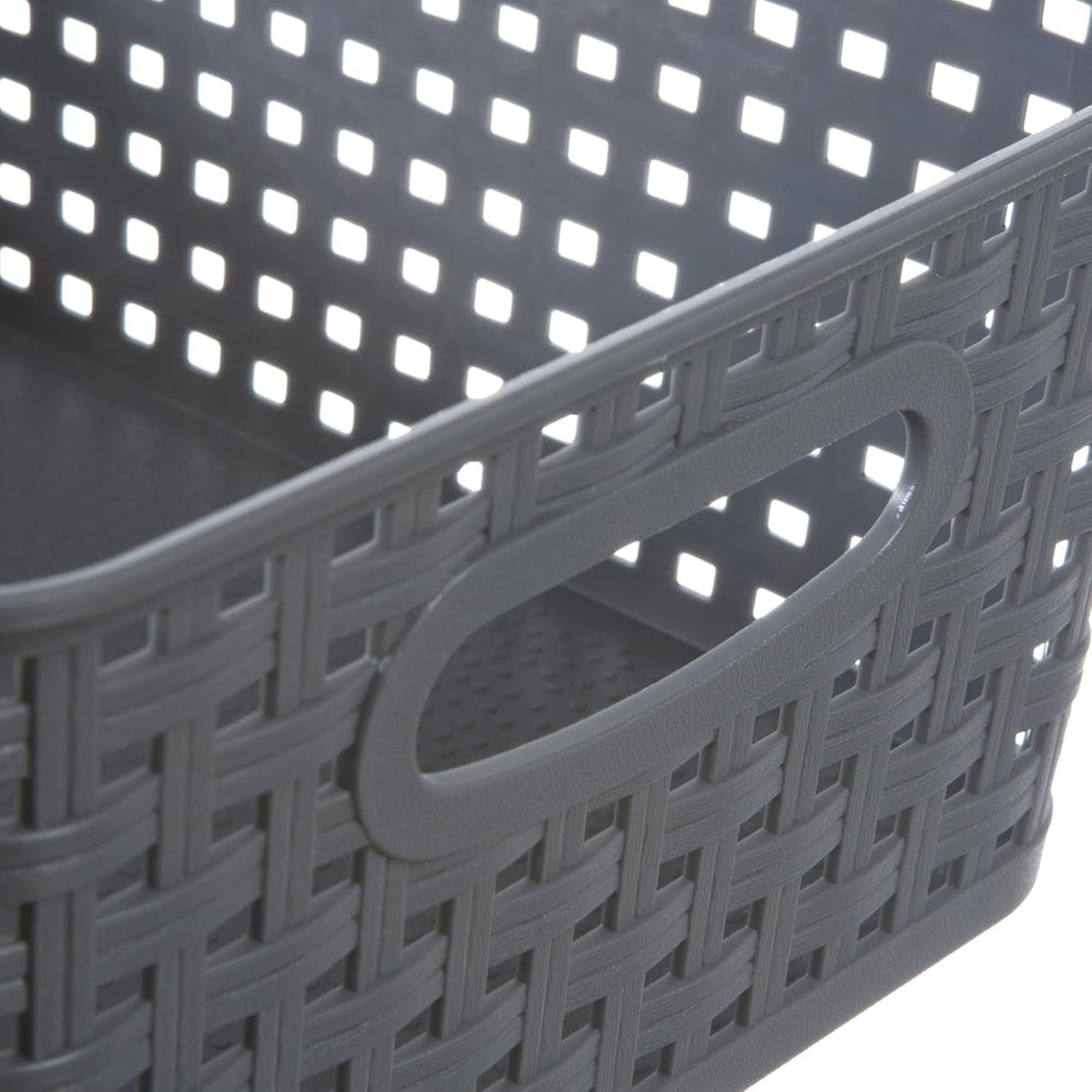 Grey Plastic Weave Storage Basket, 12-Pack Woven Gray Basket Organizer for Ki...