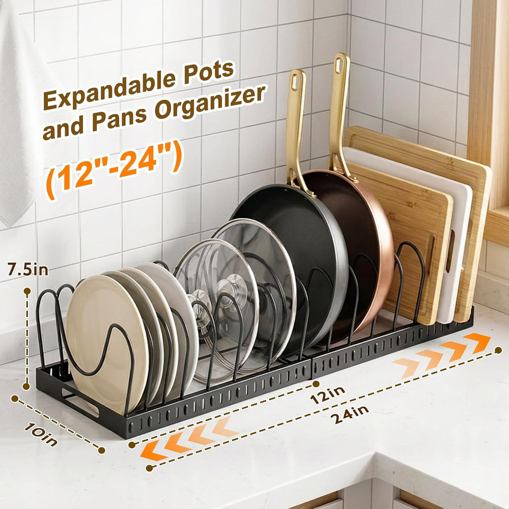 NomNest 2PACK Expandable (12"-24") Pots and Pans Organizer Under Ca...