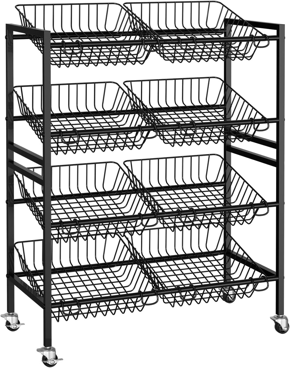 Evermagin 25.2" W Kitchen Storage Cart, 4-Tier Snack Cart with Wheels