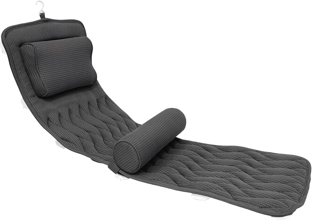 Full Body Bath Pillow Adjustable Lumbar Pillow 14 Suction Cups Gray