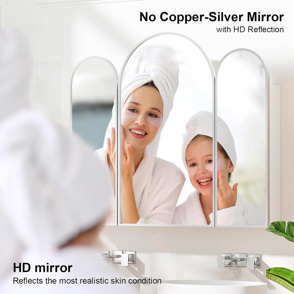 Triple Arched Brushed Nickel Medicine Cabinet,Medicine Cabinet with Mirror