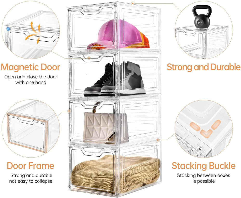 6 Pack Clear Storage Bins with Lids, 19 Qt Closet Organizers and Storage