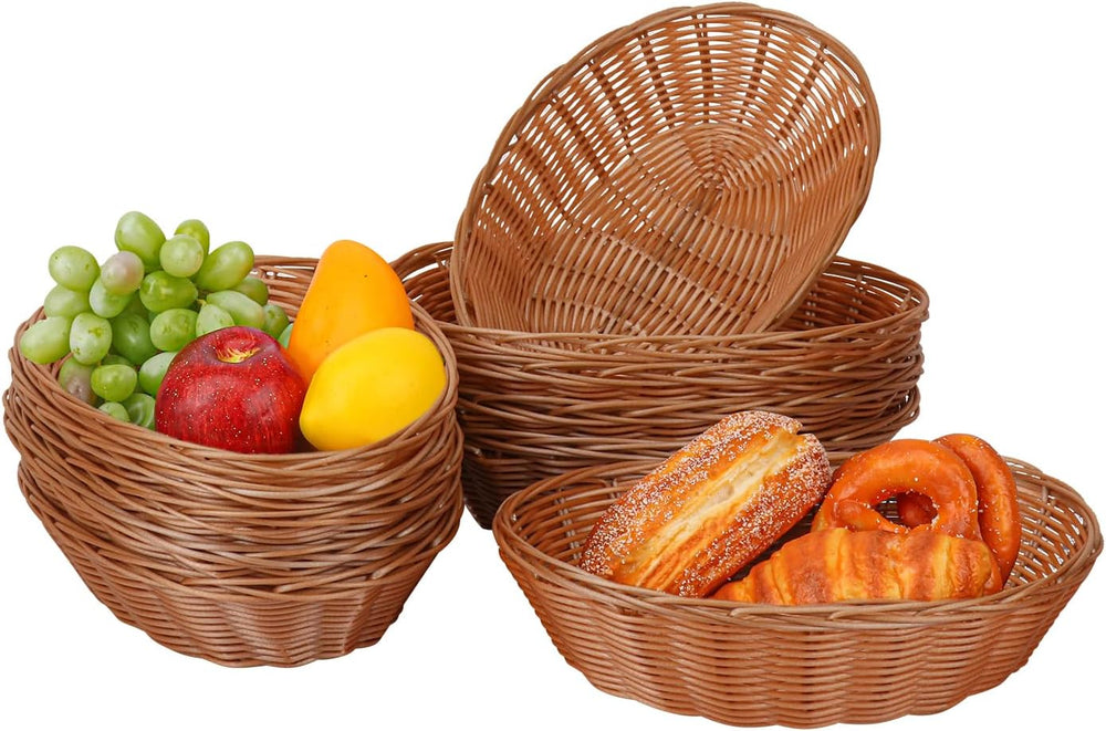 10 Pack 11 Inches Oval Wicker Bread Basket