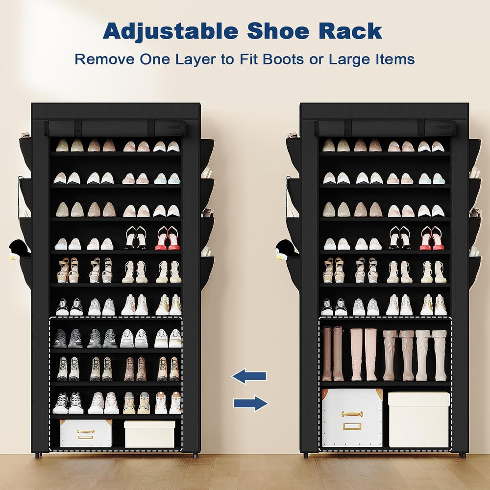 Mavivegue Shoe Rack with Cover, 10+1 Tier Tall Shoe Storage