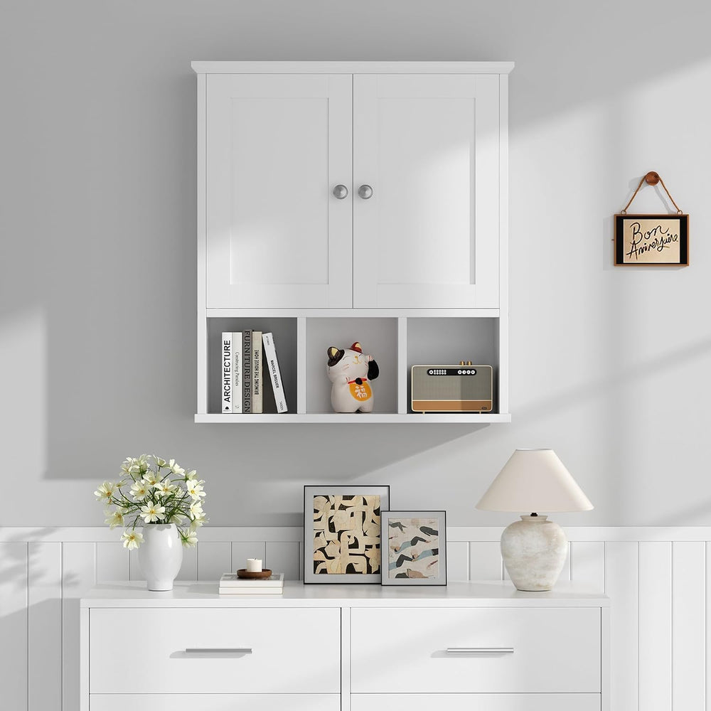 Shintenchi Bathroom Medicine Cabinet, Wall Mounted, Adjustable Shelf, White