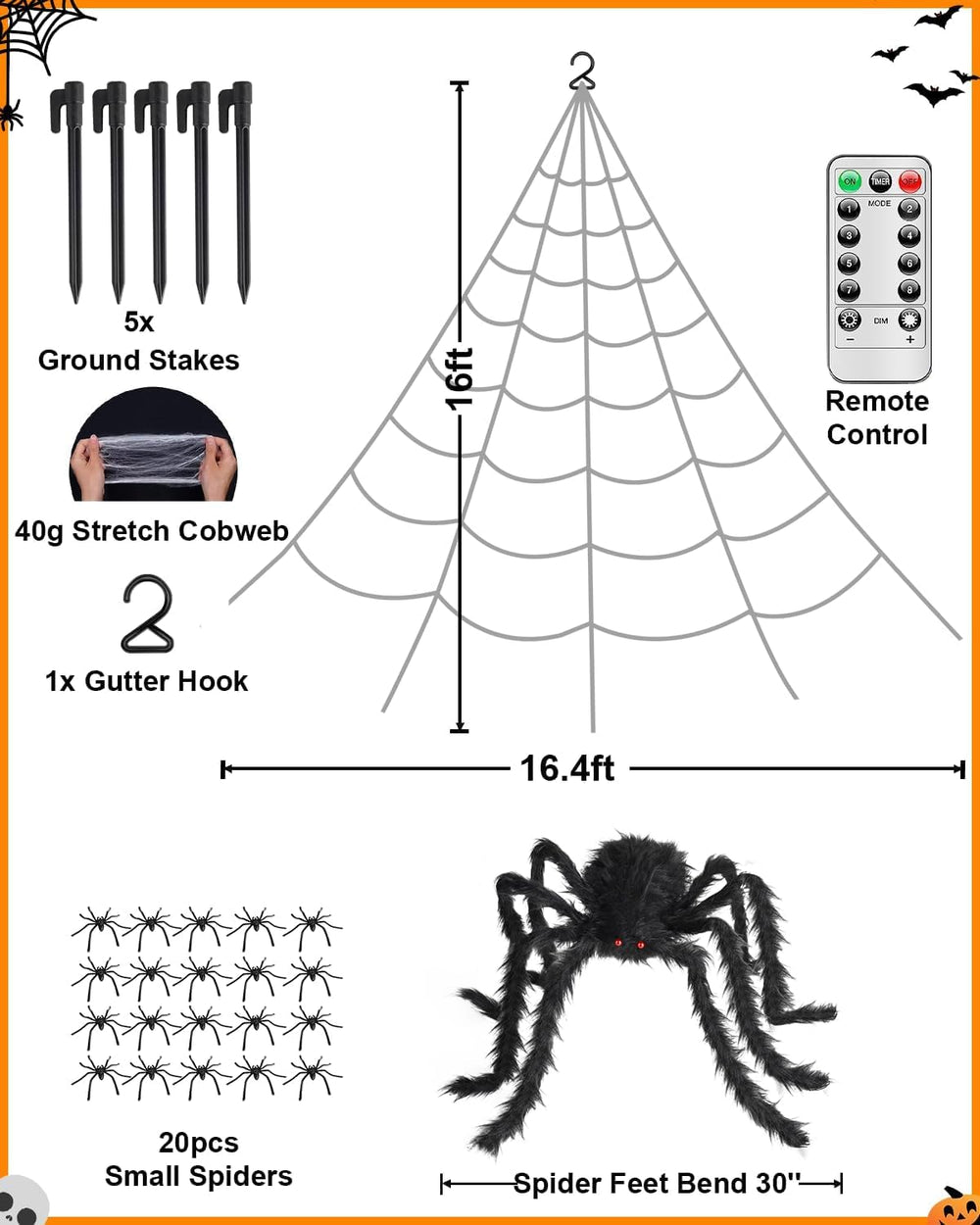 Brighter Spider Webs Halloween Decorations Lights,Halloween Decor