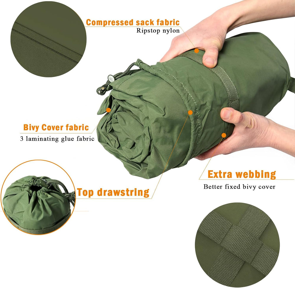AKMAX Military Bivy Cover Sack Waterproof Sleeping Bag Shell Shelter Coyote