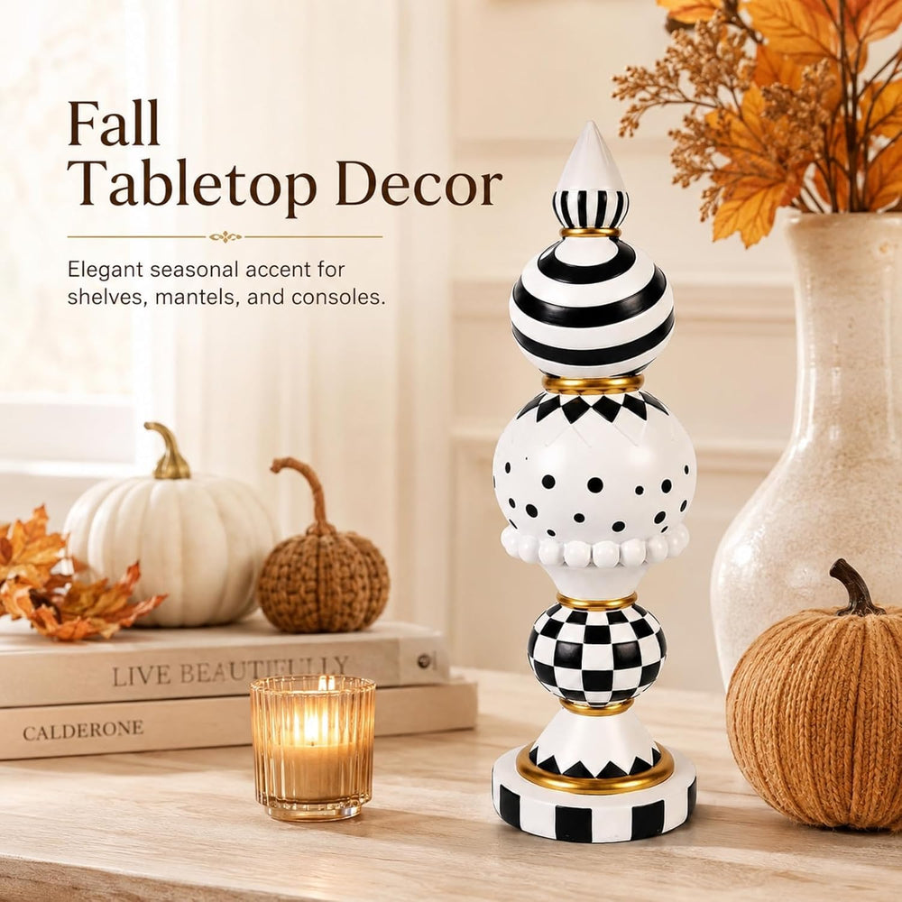 Black and White Checkered Fall Halloween Table Mantle Home Decor