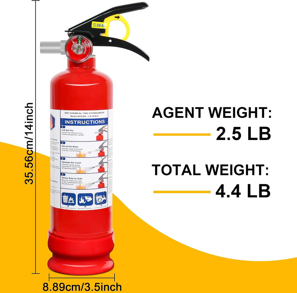 2 Pack ABC Dry Chemical Fire Extinguishers with Mount