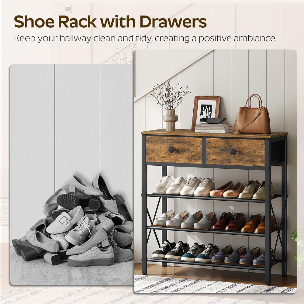 YATINEY 4 Tier Shoe Rack, Large Capacity Shoe Storage Organizer, Metal Shoe S...