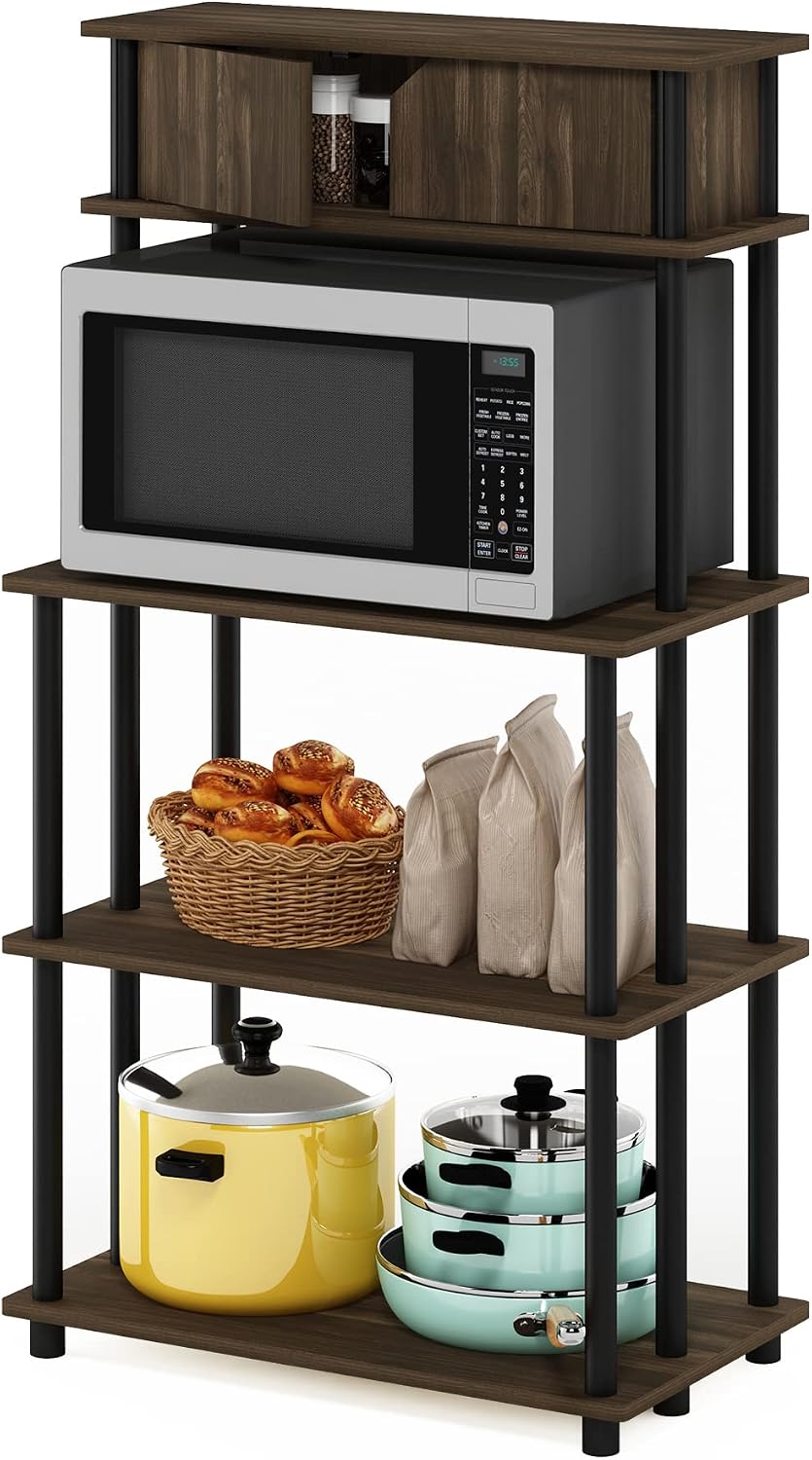 Furinno Turn-N-Tube Kitchen Storage Shelf with Top Cabinet for Kitchen, Dinin...